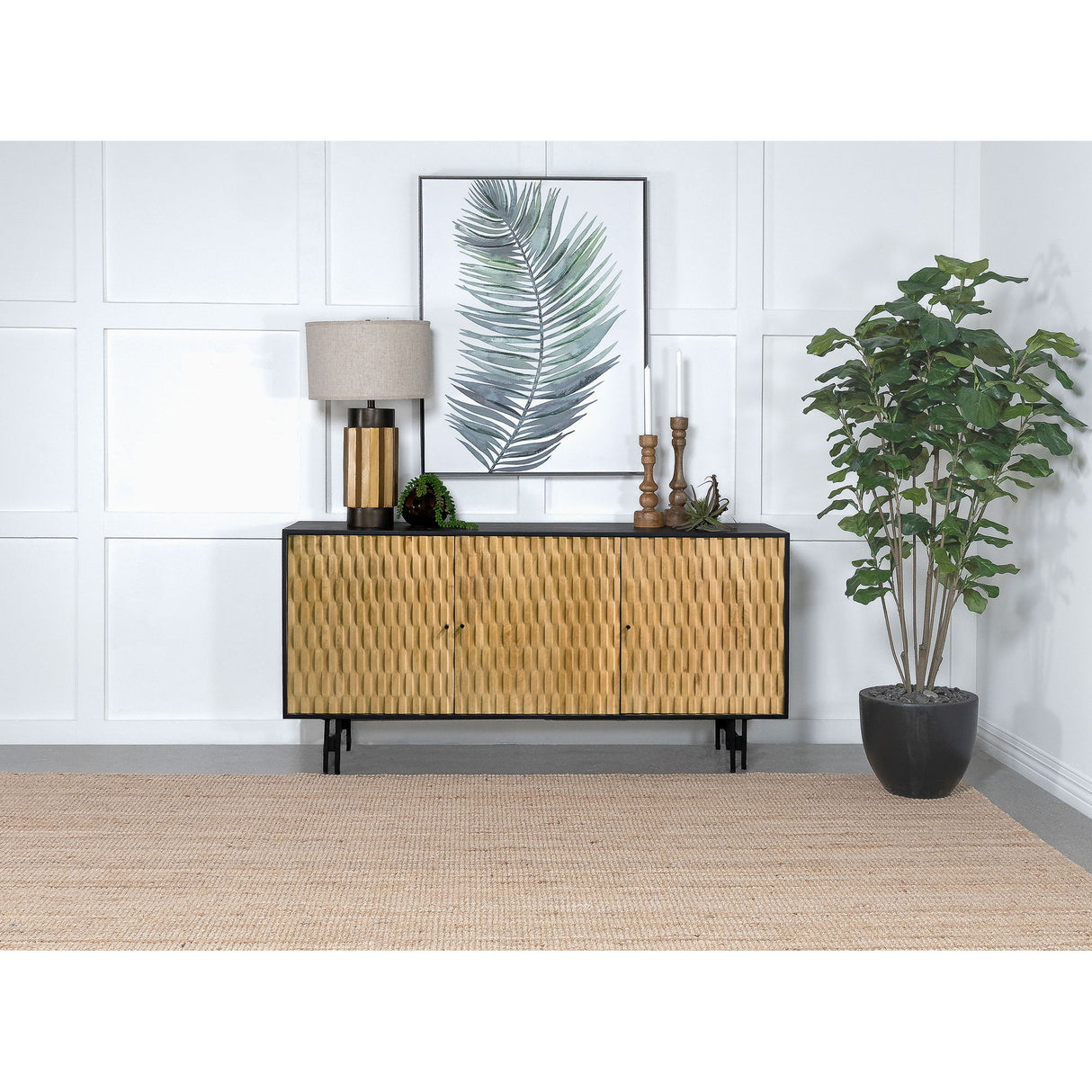 Madrid - 3 Door Accent Cabinet Doors - Natural / Black