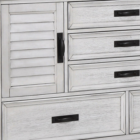 Lockeford - 5 Drawer Dresser With Side Cabinets - White