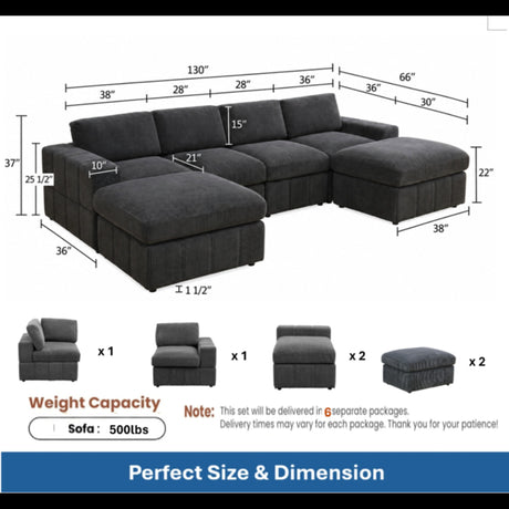 Modular Sectional Sofa, Reversible Set