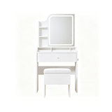 Smart LED Mirror Vanity Set With Storage For Bedrooms - Cream White
