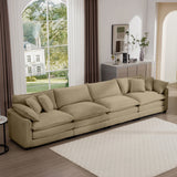 Modern Upholstered 4 Seater Fabric Sofa With Arm And Throw Pillows
