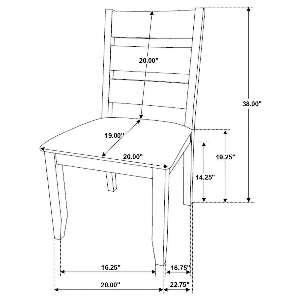 Ladderback Dining Chair (Set of 2) - Brown