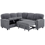 L-Shaped Sofa With Pull Out Sofa Bed With USB