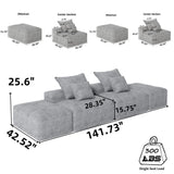 Modern Oversized Diy Combination Modular Sectional Sofa & Pillows