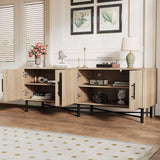 4 Door TV Cabinet, 2 Storage Spaces, Adjustable Shelves
