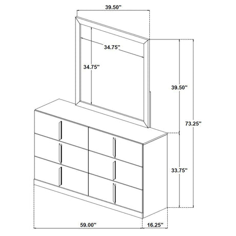 Lauryn - 6 Drawer Dresser With Mirror - Gloss White