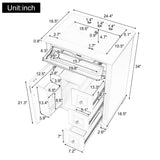 Freestanding Bathroom Vanity With Sink, 3 Drawers & Flip-Out Drawer