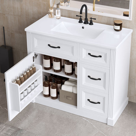 Modern Bathroom Vanity With Sink, 4 Drawers, Soft-Close Door, Adjustable Shelf