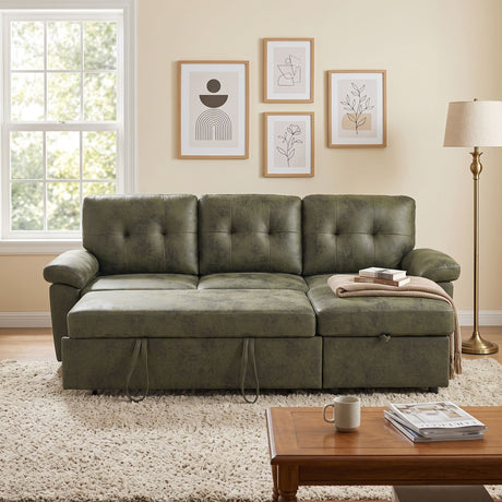 Convertible L - Sectional Sofa Bed With Storage Chaise And Padded Armrests