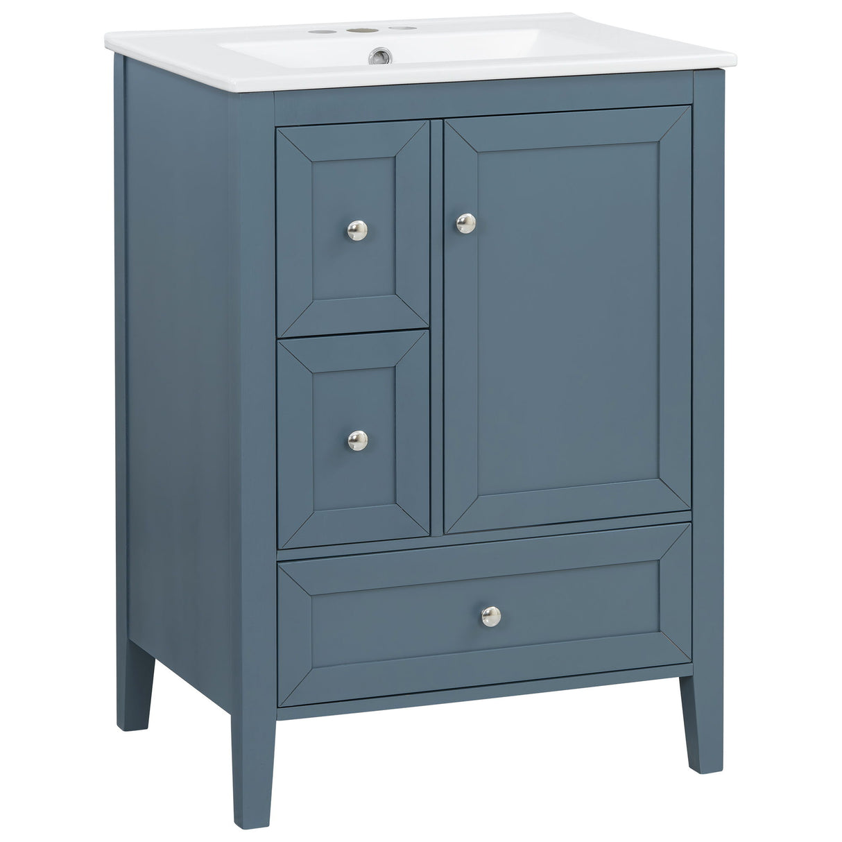 Modern Bathroom Vanity With Sink, Soft Close Drawers & Door, Storage Rack