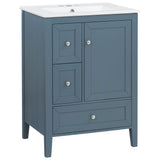 Modern Bathroom Vanity With Sink, Soft Close Drawers & Door, Storage Rack