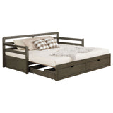 Twin Long 2 Drawer Daybed With Extendable Trundle, Storage Drawers, Fits Standard Mattress - Gray