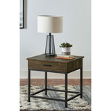 Square End Table With 1 Drawer - Brown