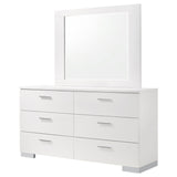 Dulcey - 6 Drawer Dresser With Mirror - Gloss White