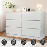 6 Drawer Dresser With Spacious Countertop And Concealed Handles