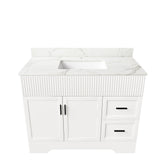 Bathroom Vanity Set, Fluted Cabinet, Soft Close Doors & Drawers - White
