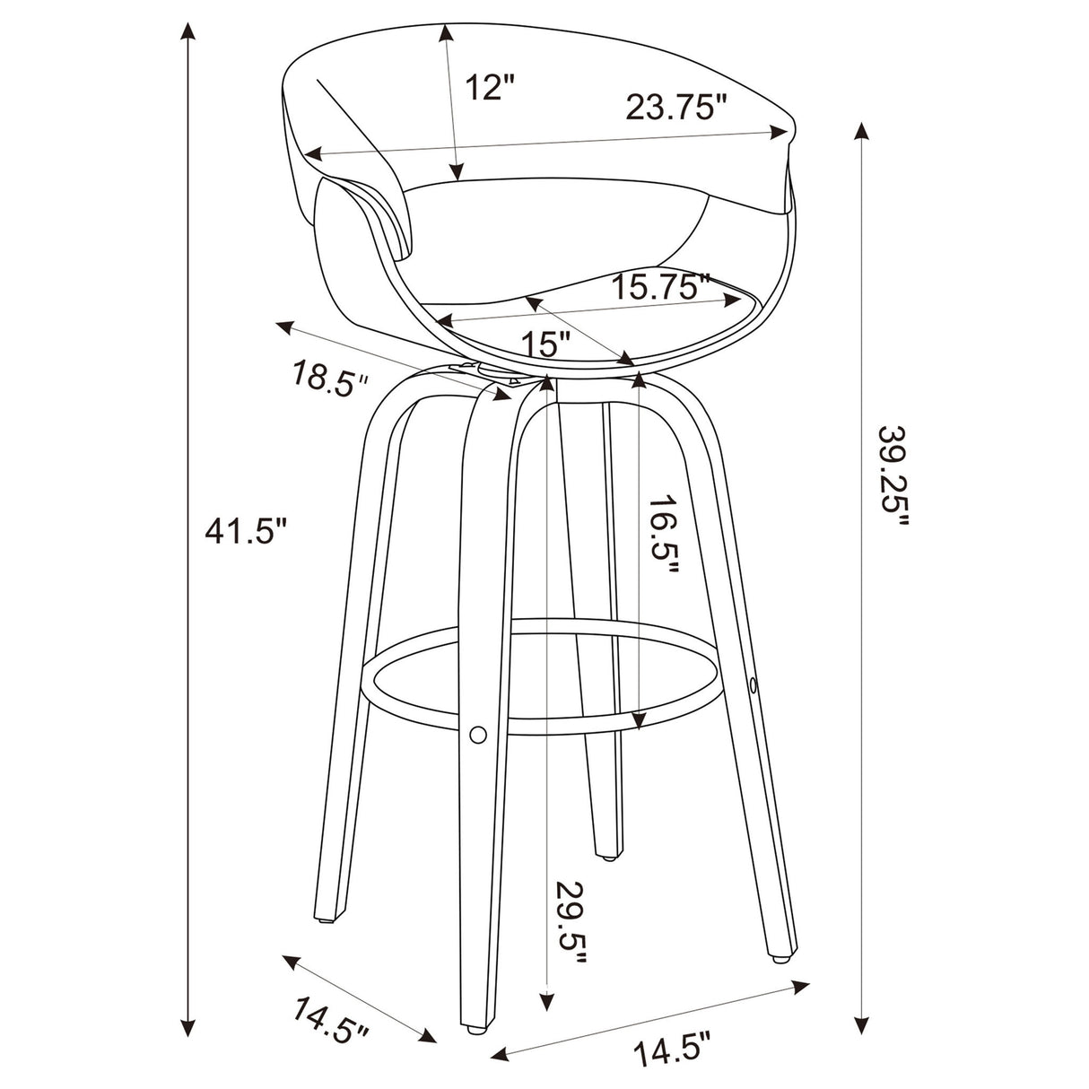 Swivel Bar Stool Elegant Design With Upholstery - Walnut