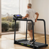 Walking Pad Treadmill With Foldable Design, Large LED Display, Stable Handrails - Black