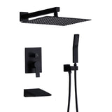 Tub Shower Faucet Set With 12" Rain Shower Head And Handheld Spray Combo