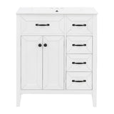Bathroom Vanity With Sink, Freestanding Design, Soft Close Doors & Drawers - White