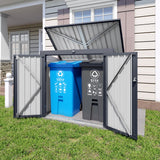 Outdoor Trash Can Storage Shed For 2 Bins Garbage - Gray