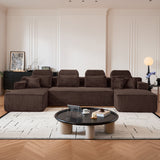 Sectional Sleeper Sofa & Storage Pockets, Modular Couch With Throw Pillows For Living Room