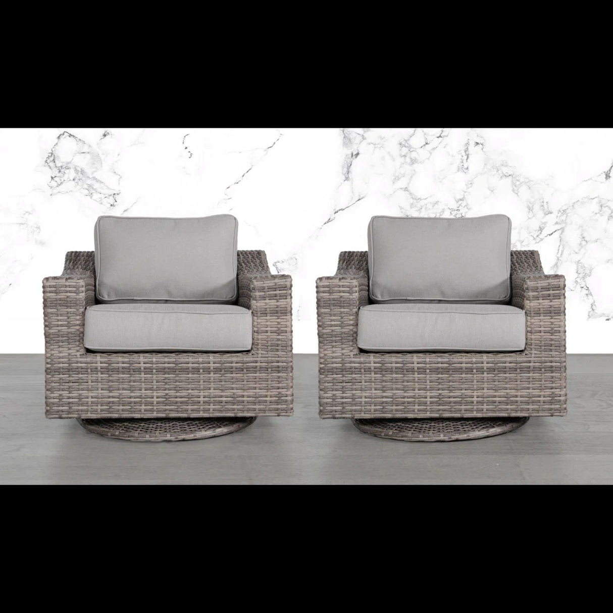 Swivel Patio Chair With Luxurious Cushions Perfect For Outdoor Relaxation (Set of 2) - Gray Mix
