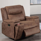 1 Piece Manual Recliner With Padded Seat And Backrest, Square Arms For Living Room - Walnut