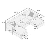 Modern Design Sectional Set With Right And Left Arm Chaise