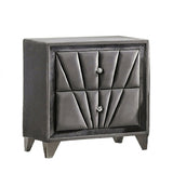 Nightstand, 2 Drawer Upholstered Frame - Gray