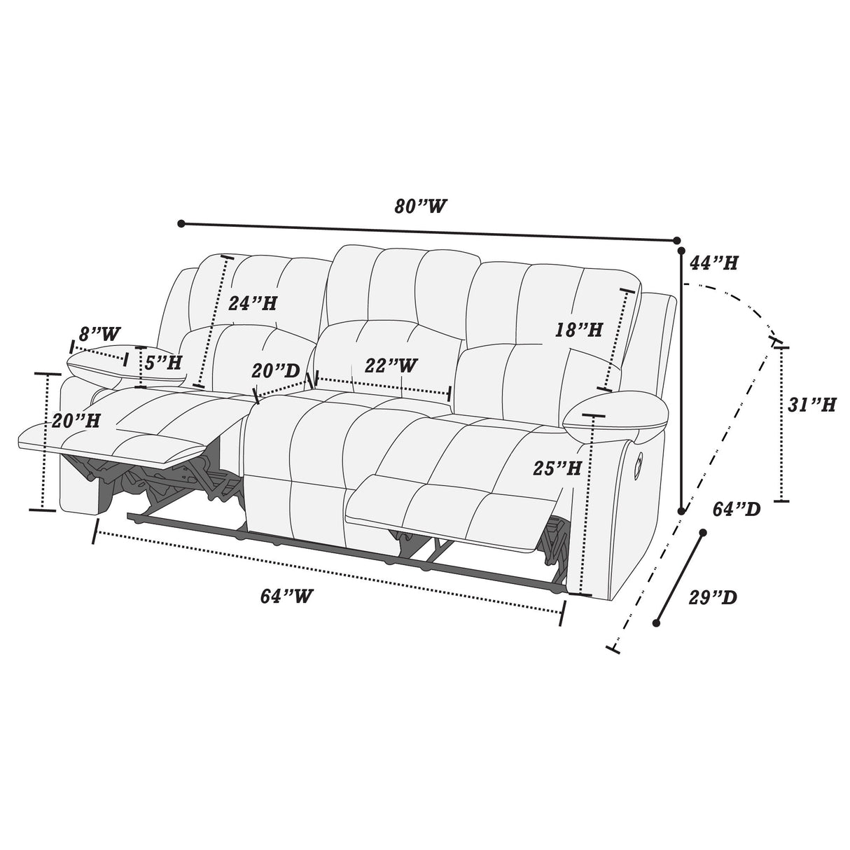 Modern Style Living Room Set With Reclining