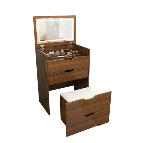 Vanity Desk With Lighted Mirror & Stool