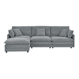 L-Shaped Sectional Sofa With Ottoman, Convertible 4 Seater Couch