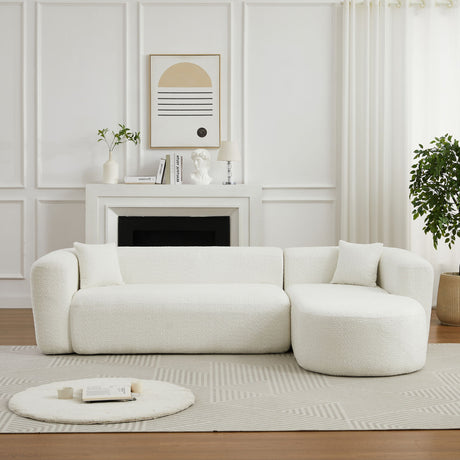 L - Shape Boneless Cloud Couch With 2 Throw Pillows For Living Room