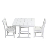 Outdoor Patio Dining Set, Square Table With Umbrella Hole And Armless Chairs