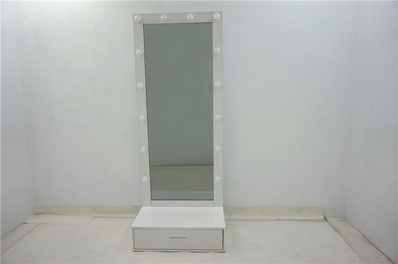 Spector 1-drawer Lighted Full-Length Floor Mirror White High Gloss - 960954