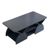Geometric Engineered Coffee Table With Rounded Corners With Open Shelves