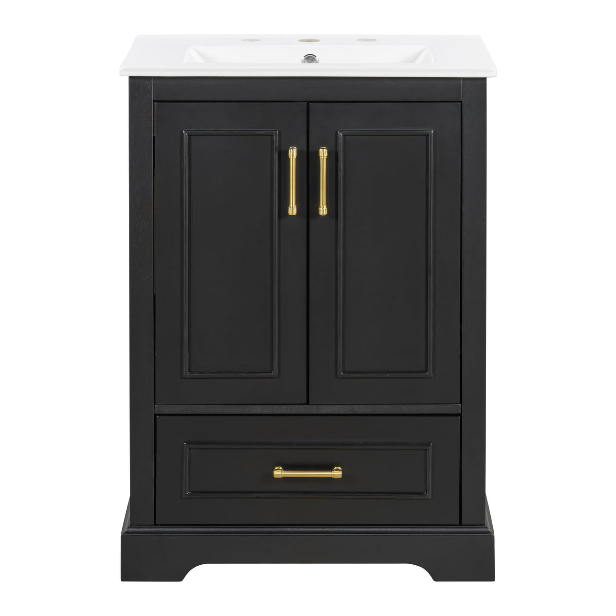 Bathroom Vanity With Sink, 1 Divided Drawer And 2 Soft Close Doors With Double Shelf