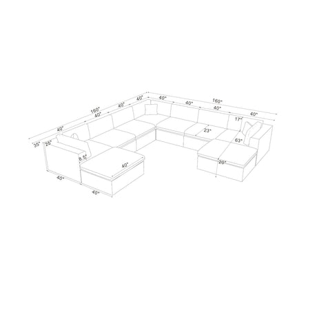 Custom Configuration Modular Sectional With Toss Pillows