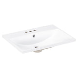 Bathroom Vanity Top, Rectangular Undermount Sink With 3 Faucet Holes, 4" Centerset Compatible - White