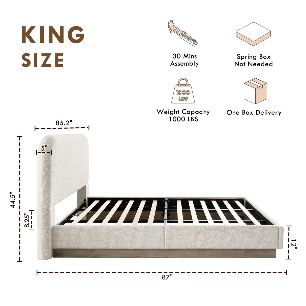 Linton - Upholstered Platform Bed With Curved Headboard
