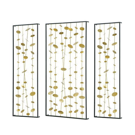 Metal Decorative Wall Art With Frame, Wall Decor For Living Room (Set of 3) - Gold