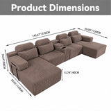 U-Shaped Sectional Sofa With Chaise Lounge And Cup Holders