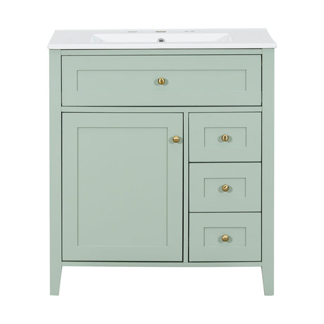 Bathroom Vanity With Sink, 3 Drawers And Adjustable Shelf