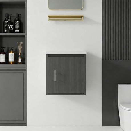 Floating Bathroom Vanity Combo, Wall Mounted Cabinet With Sink & Soft Close Doors For Small Bathrooms
