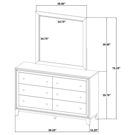 Anza - 6 Drawer Dresser With Mirro - Walnut