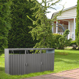 Garbage Bin Shed Stores 2 Trash Cans Metal Outdoor Bin Shed For Garbage Storage, Stainless Galvanized Steel, Bin Shed For Garden Yard Lawn