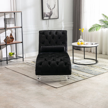 Chaise Lounge Indoor, Button Tufted Upholstered Chaise Lounge Chair With Pillow
