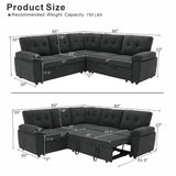 Convertible Sectional Sofa Bed With Pull Out Sleeper And Storage