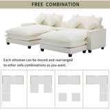 Sectional Sofa Upholstered Sofa With Two Removable Ottoman, Two USB Ports, Two Cup Holders And Large Storage Box For Living Room